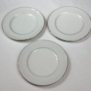 Johann Haviland Bavaria White Embossed Floral Plates | Set of 3 Fine China with